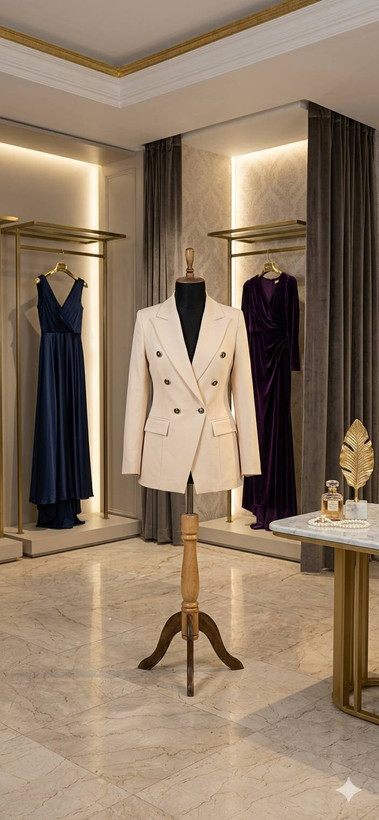 Elegant Ivory Double-Breasted Women's Blazer