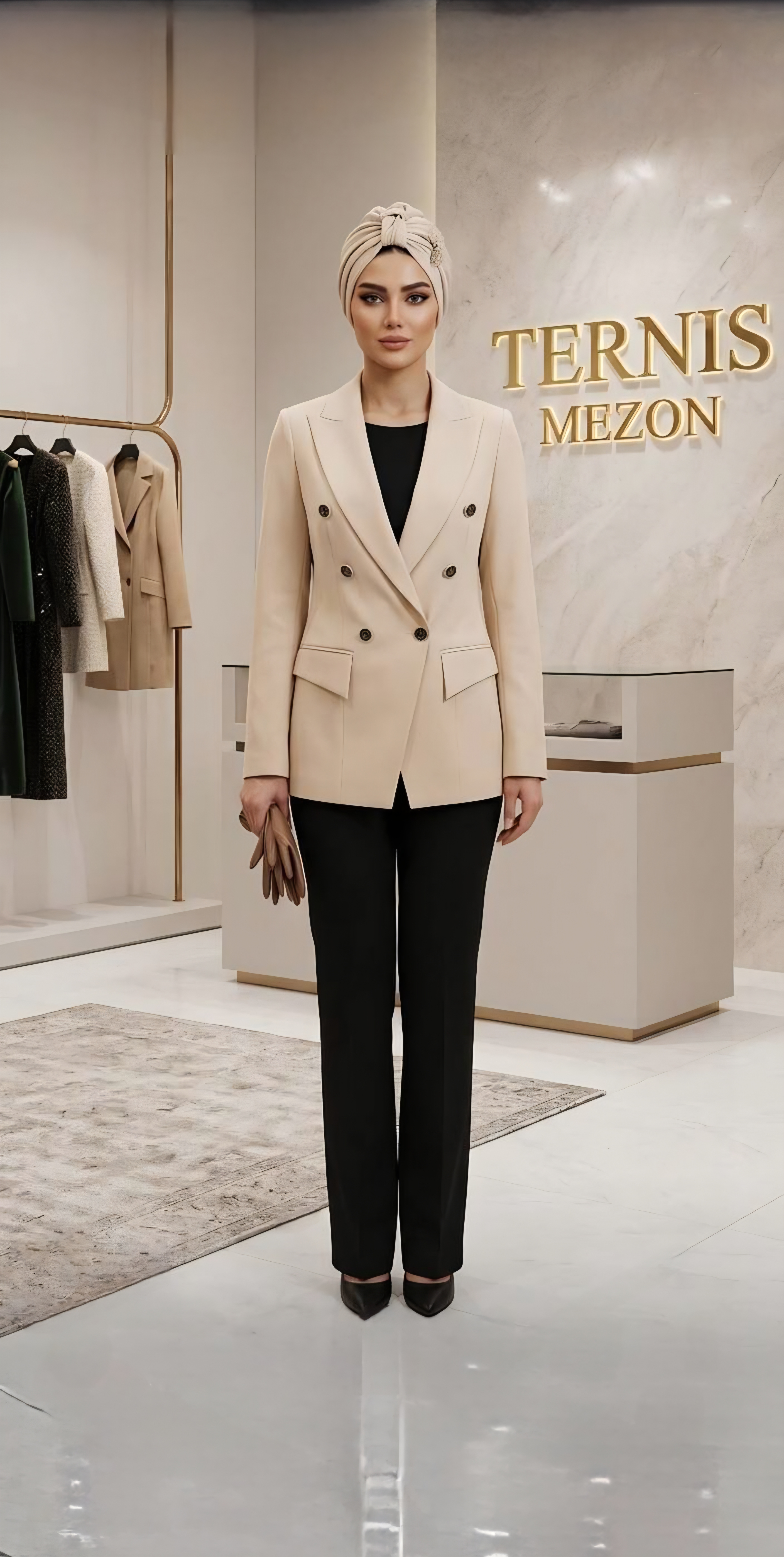 Elegant Ivory Double-Breasted Women's Blazer
