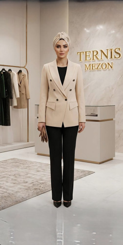 Elegant Ivory Double-Breasted Women's Blazer