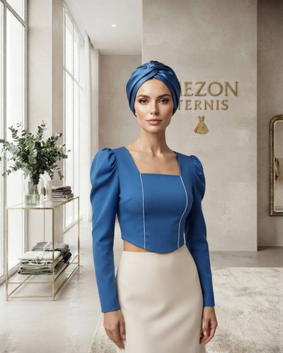 کراپ دخترانه آستین پفی یقه چهارگوش _ کد ۴۳۸