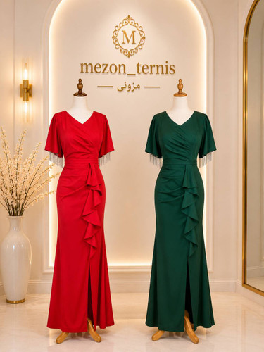 ماکسی مجلسی مدل ماهی دامن چاکدار _ کد ۲۴۸