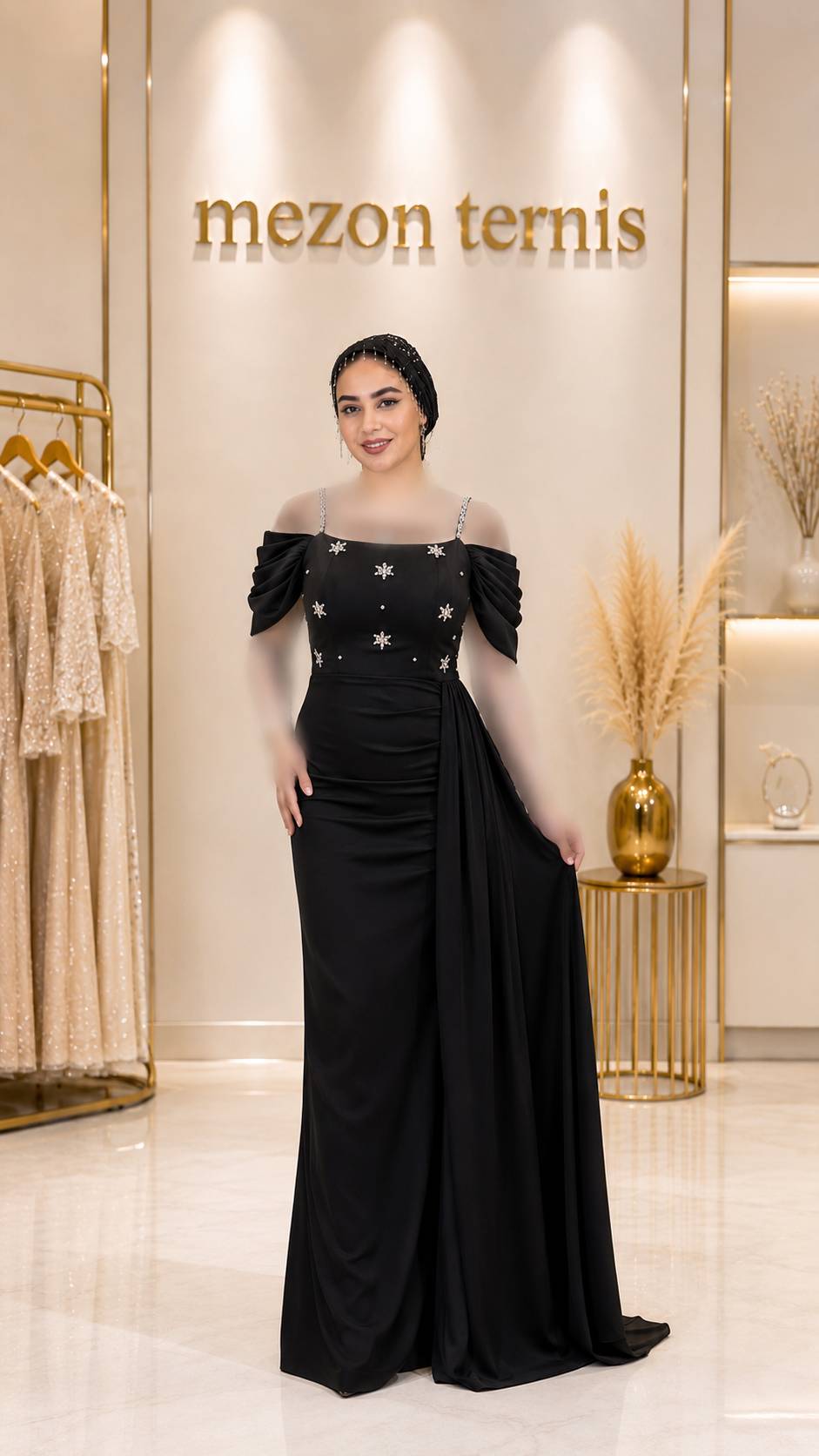 ماکسی آف شولدر دامن چاکدار _ کد ۳۷۶
