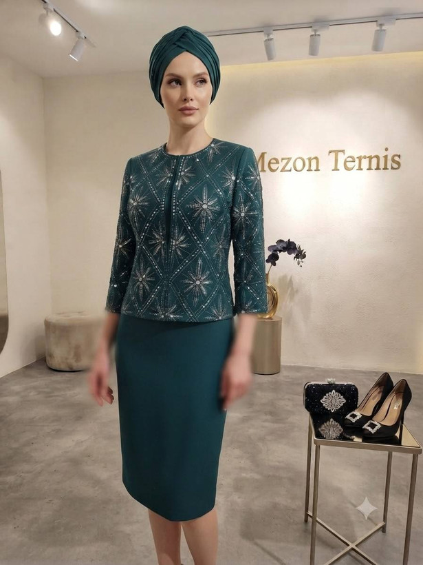 کت و سارافون کارشده مجلسی زنانه _ کد ۱۴۰