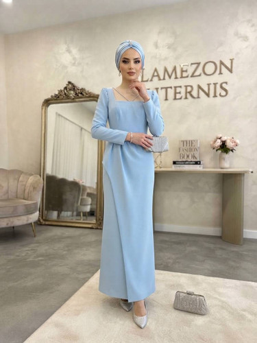 ماکسی مجلسی آبی پاستیلی زنانه ترنیس _ کد ۴۳۶