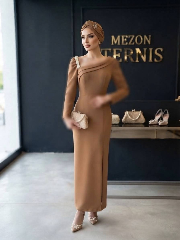 ماکسی مجلسی زنانه ترنیس مدل یقه نامتقارن _ کد ۴۳۸