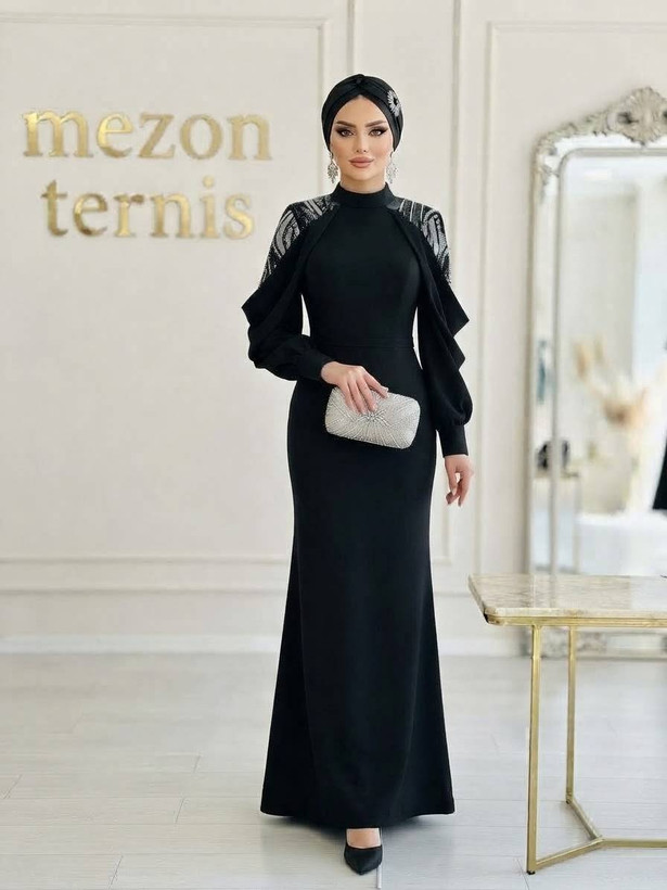 ماکسی مجلسی مشکی زنانه ترنیس _ کد ۴۳۵